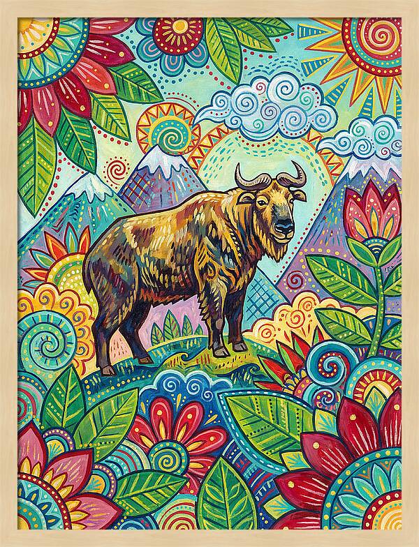 Takin Among Vibrant Flora