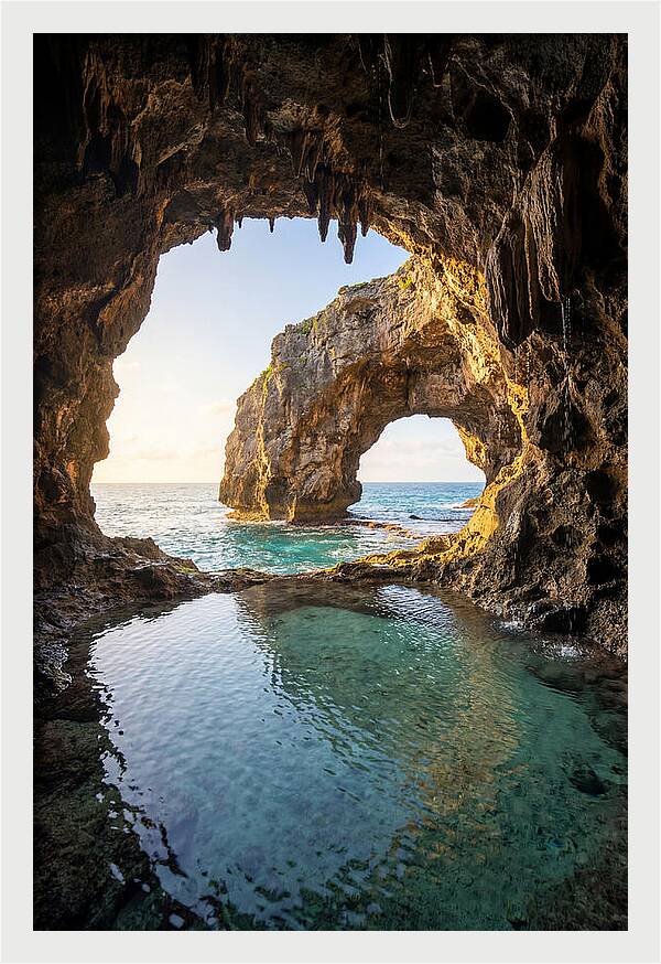 Talava Arches Sea Cave At Golden Hour