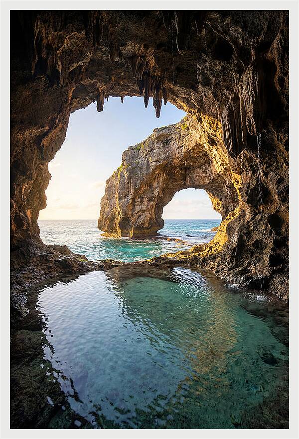 Talava Arches Sea Cave At Golden Hour