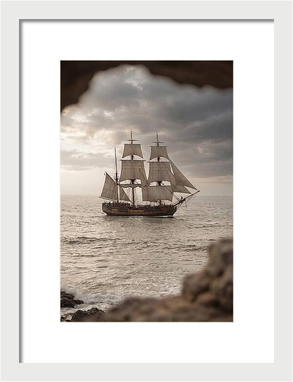 Tall Ship Sailing Into The Horizon