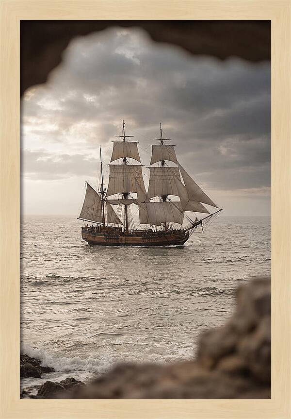 Tall Ship Sailing Into The Horizon