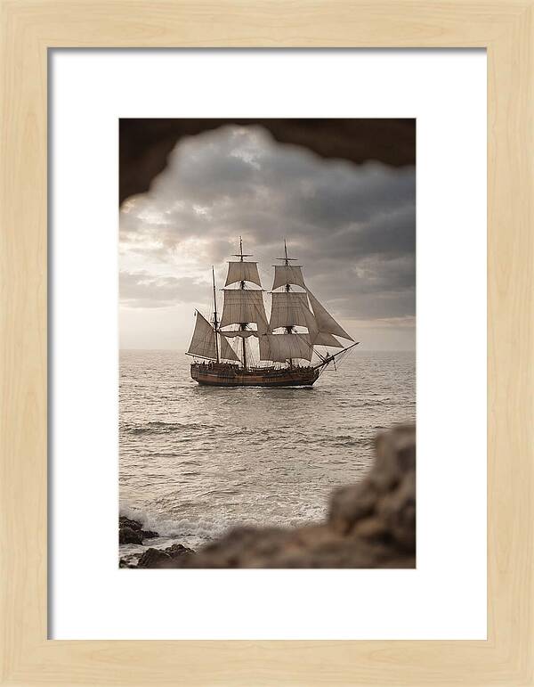 Tall Ship Sailing Into The Horizon