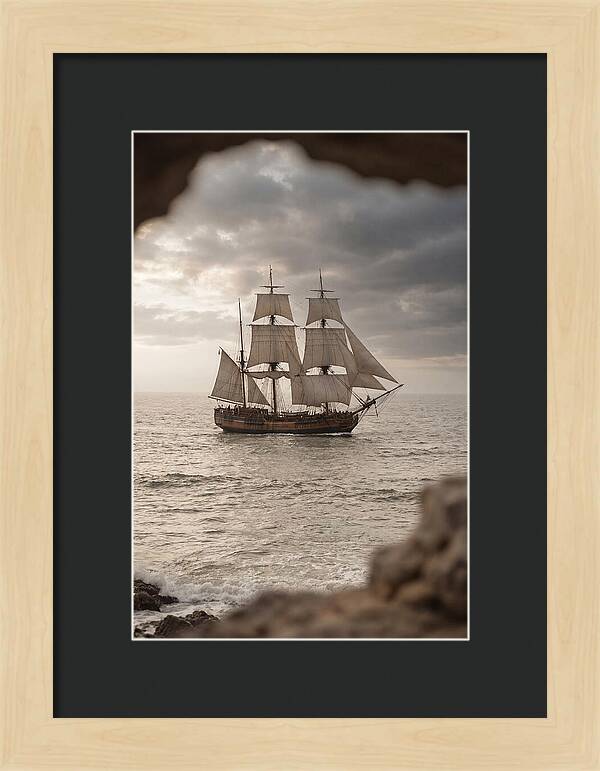 Tall Ship Sailing Into The Horizon