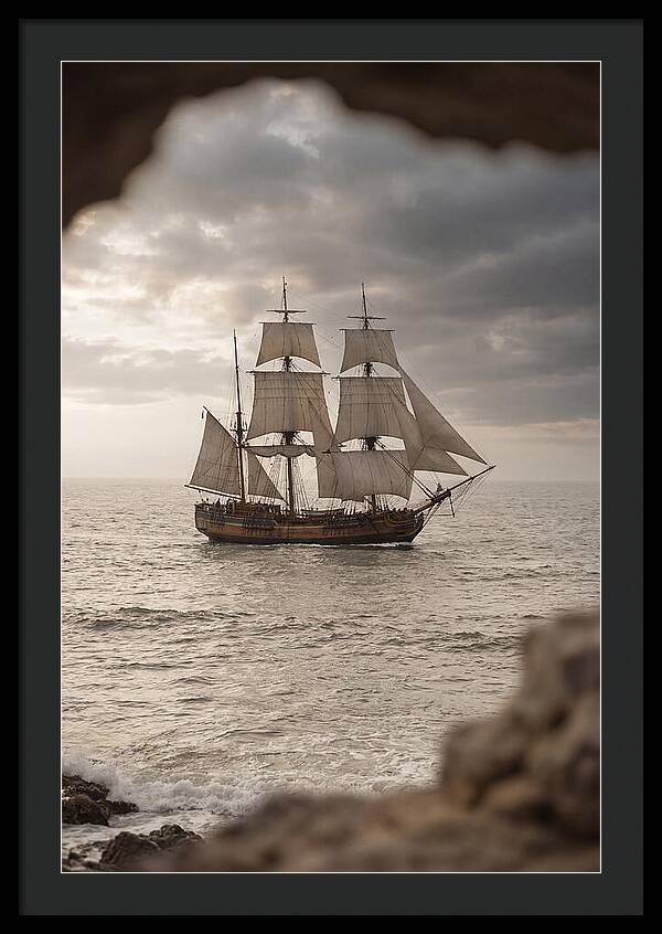 Tall Ship Sailing Into The Horizon