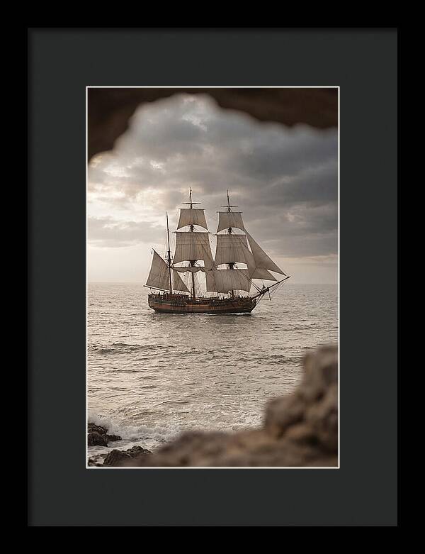 Tall Ship Sailing Into The Horizon