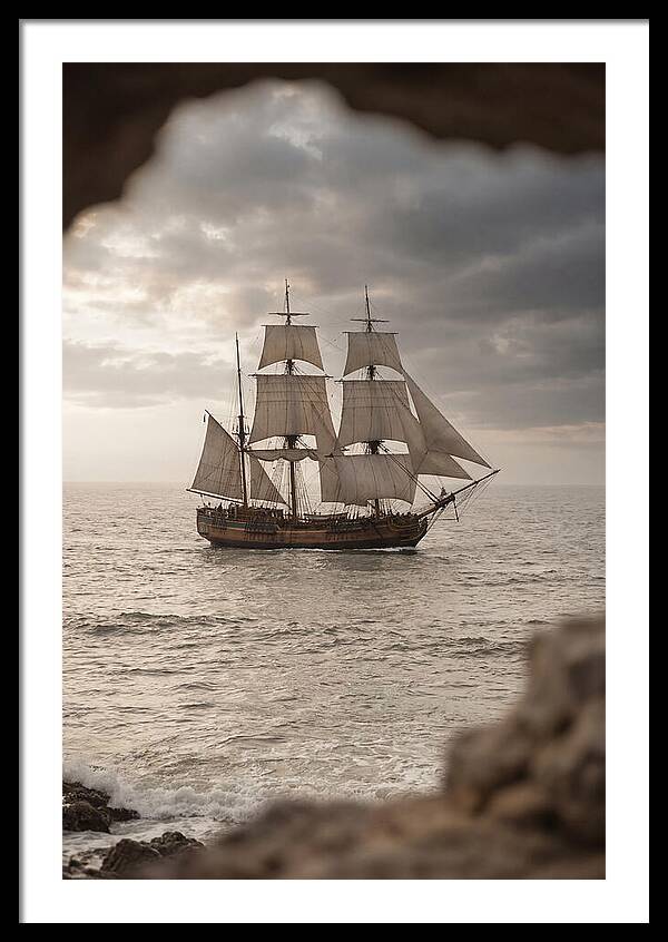 Tall Ship Sailing Into The Horizon