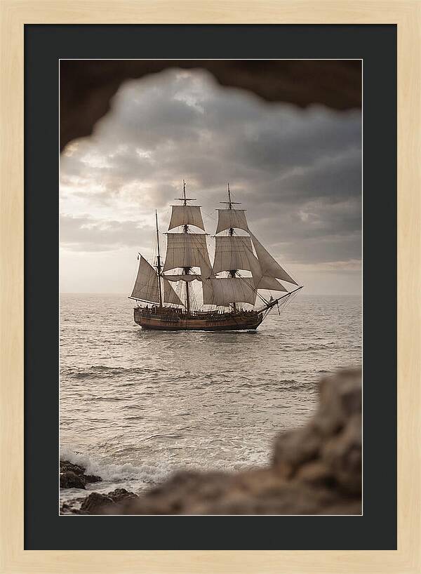 Tall Ship Sailing Into The Horizon