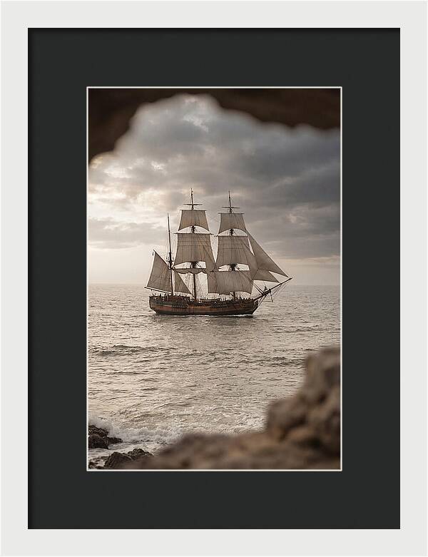 Tall Ship Sailing Into The Horizon