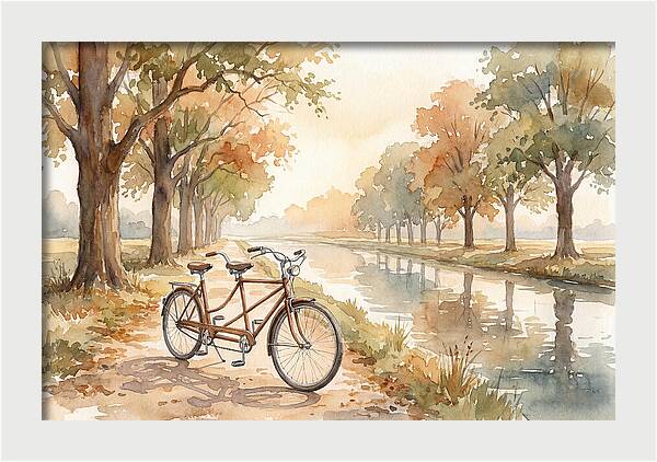 Tandem Bicycle By The Canal