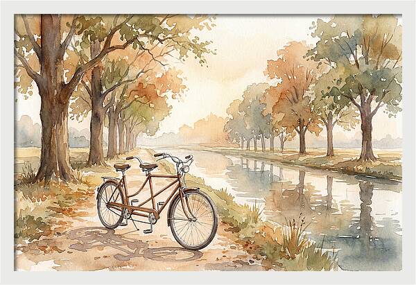 Tandem Bicycle By The Canal
