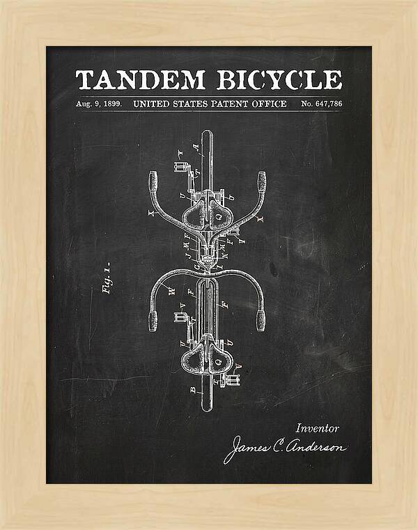 Tandem Bicycle Chalkboard Patent Us647786a