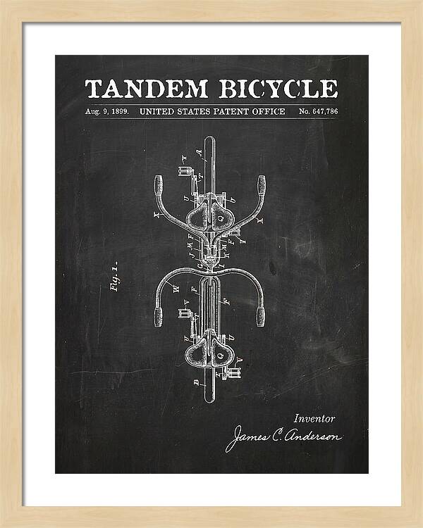 Tandem Bicycle Chalkboard Patent Us647786a