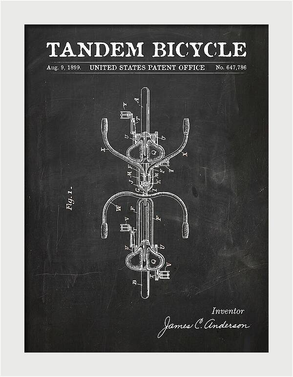 Tandem Bicycle Chalkboard Patent Us647786a