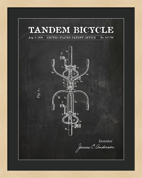 Tandem Bicycle Chalkboard Patent Us647786a