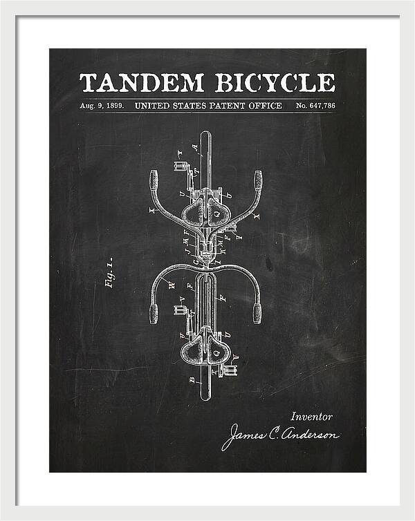 Tandem Bicycle Chalkboard Patent Us647786a