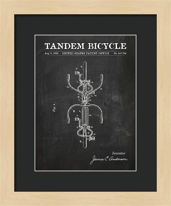 Tandem Bicycle Chalkboard Patent Us647786a