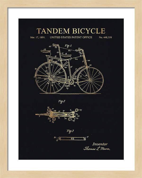 Tandem Bicycle Gold Patent Us448358a