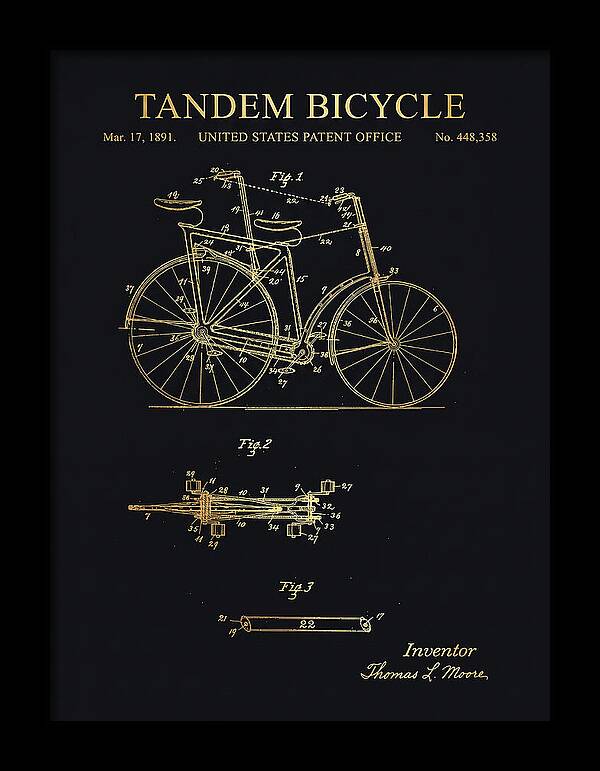 Tandem Bicycle Gold Patent Us448358a