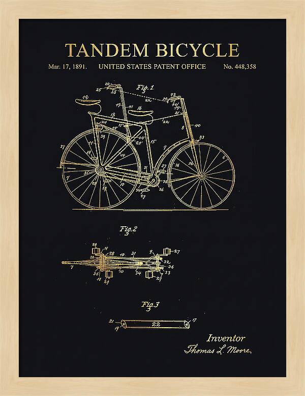 Tandem Bicycle Gold Patent Us448358a