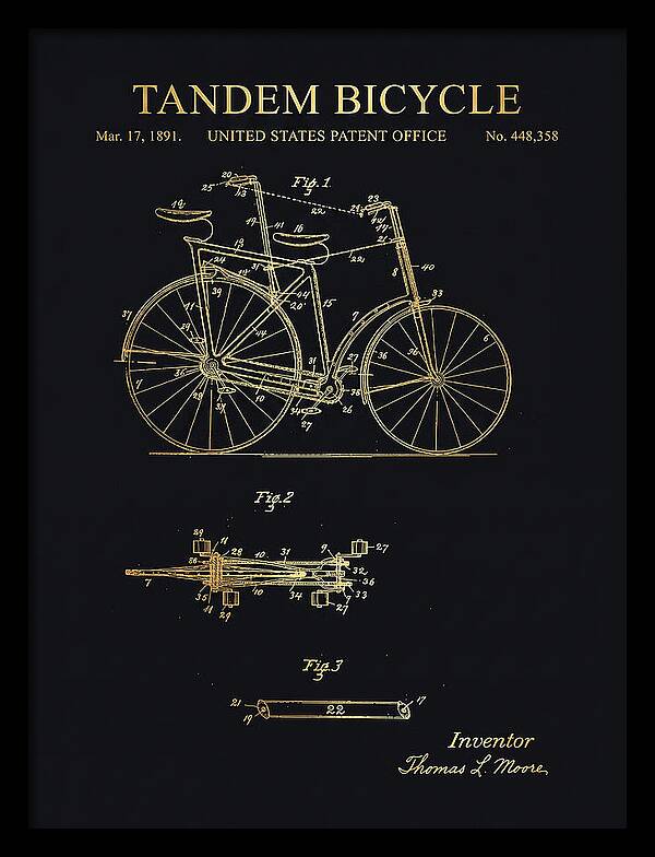 Tandem Bicycle Gold Patent Us448358a