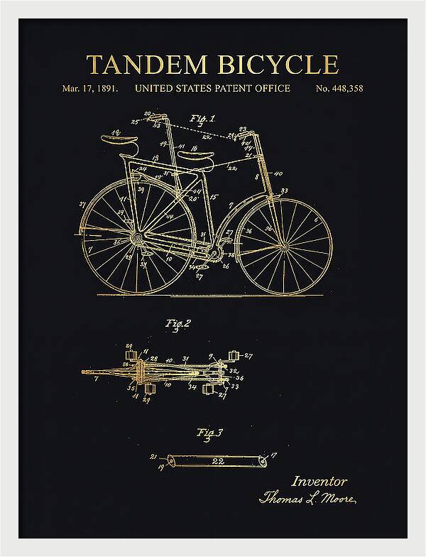 Tandem Bicycle Gold Patent Us448358a