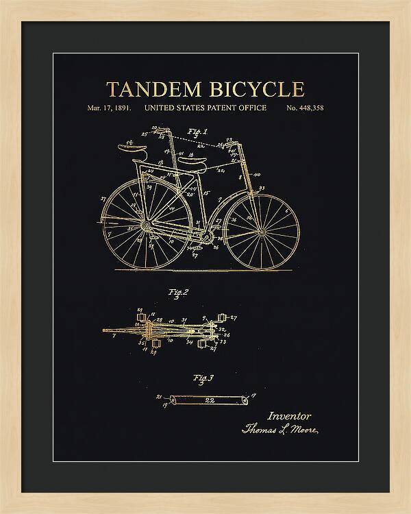 Tandem Bicycle Gold Patent Us448358a