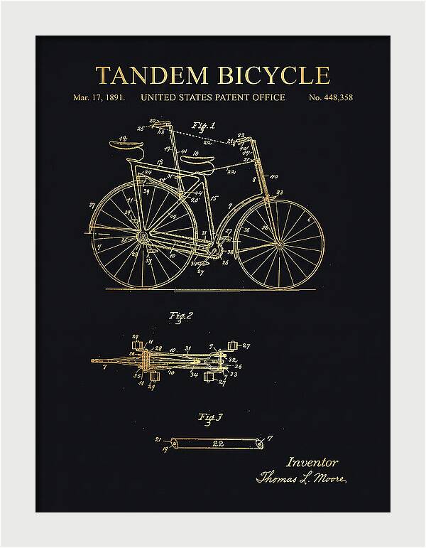 Tandem Bicycle Gold Patent Us448358a