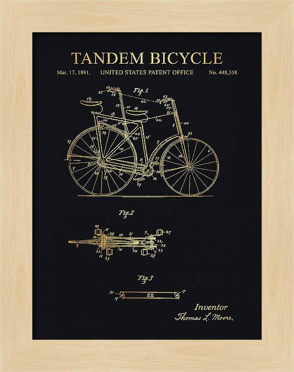 Tandem Bicycle Gold Patent Us448358a