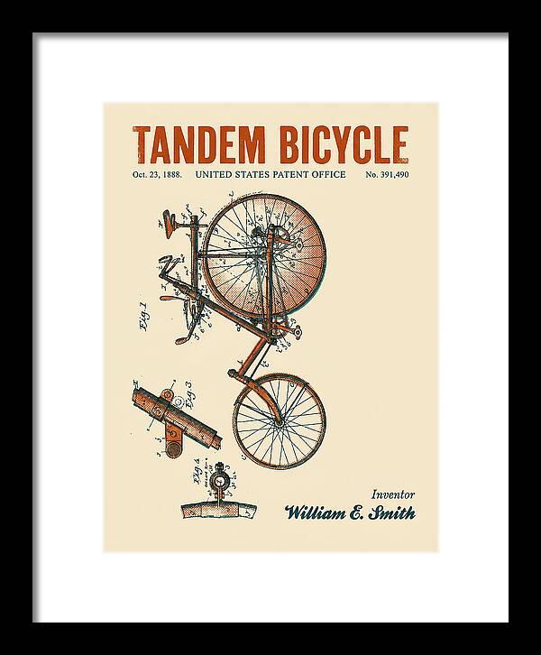 Tandem Bicycle Retro Patent Us391490a