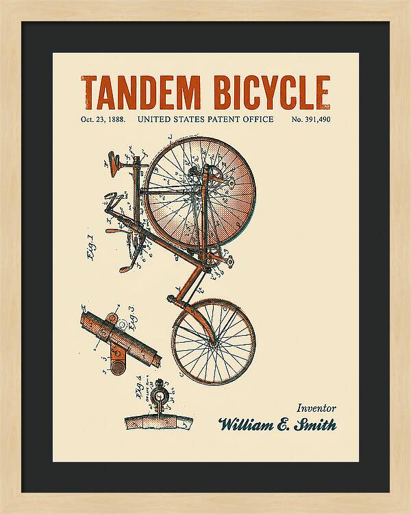 Tandem Bicycle Retro Patent Us391490a
