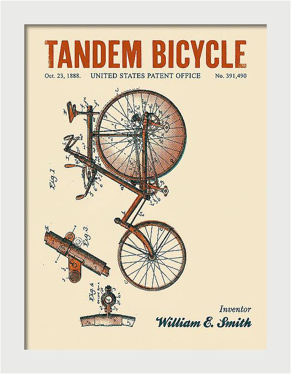 Tandem Bicycle Retro Patent Us391490a