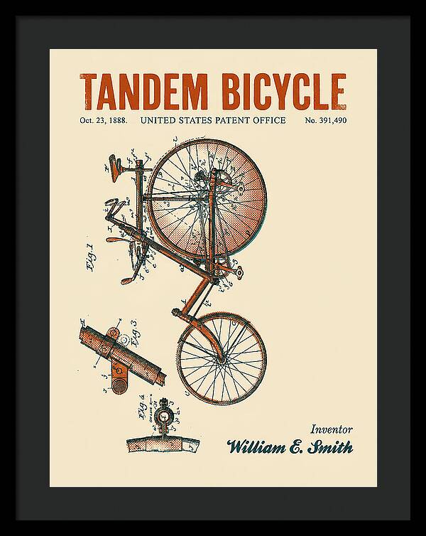 Tandem Bicycle Retro Patent Us391490a