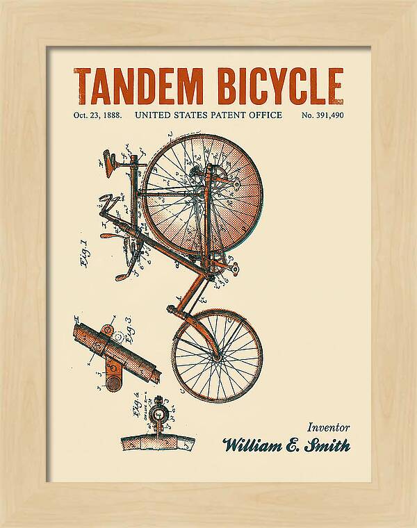 Tandem Bicycle Retro Patent Us391490a