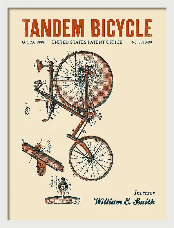 Tandem Bicycle Retro Patent Us391490a