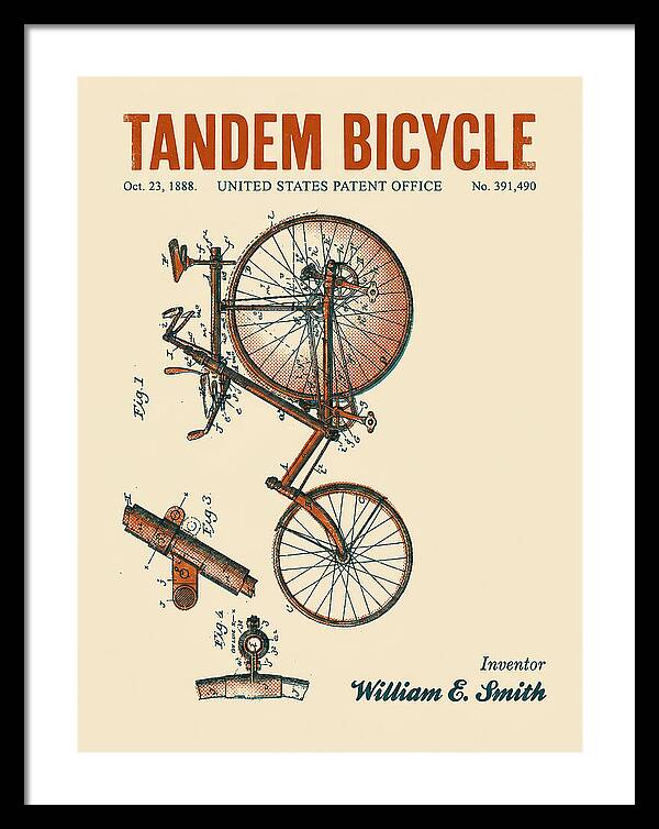 Tandem Bicycle Retro Patent Us391490a