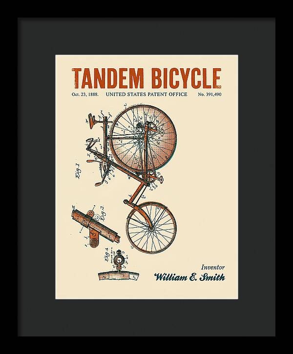 Tandem Bicycle Retro Patent Us391490a