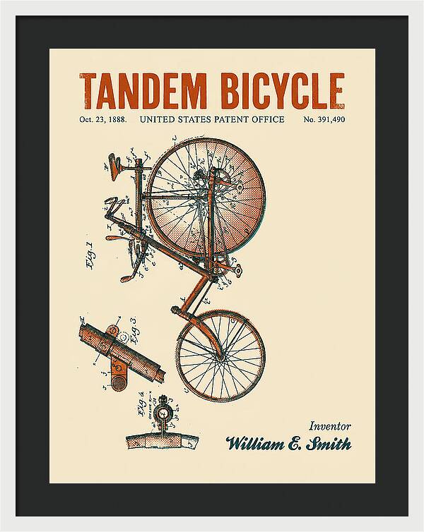 Tandem Bicycle Retro Patent Us391490a