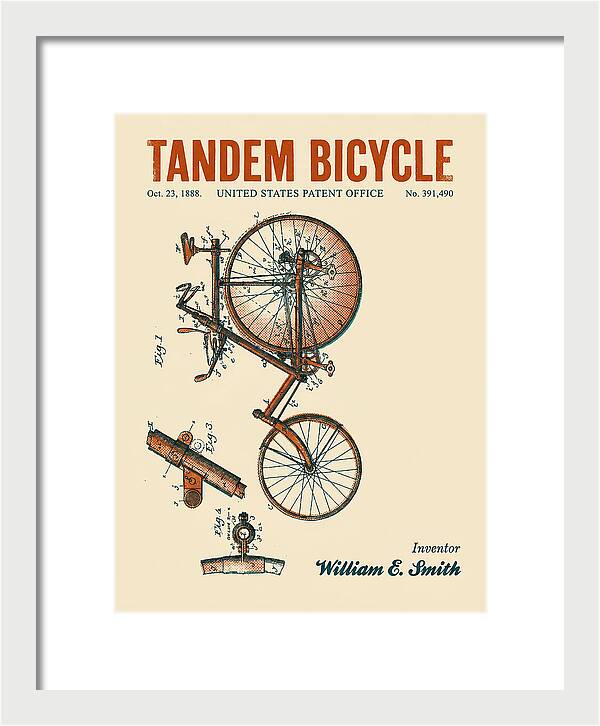 Tandem Bicycle Retro Patent Us391490a