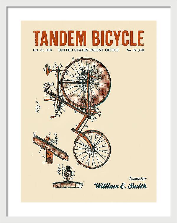 Tandem Bicycle Retro Patent Us391490a