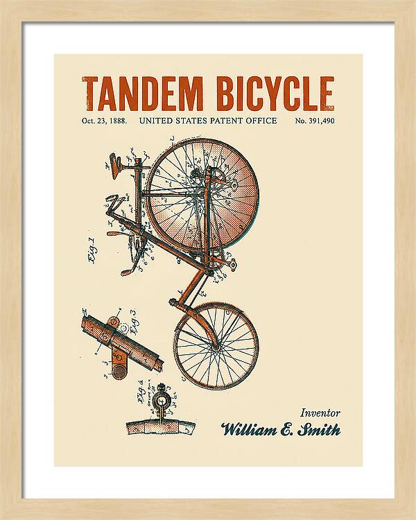 Tandem Bicycle Retro Patent Us391490a