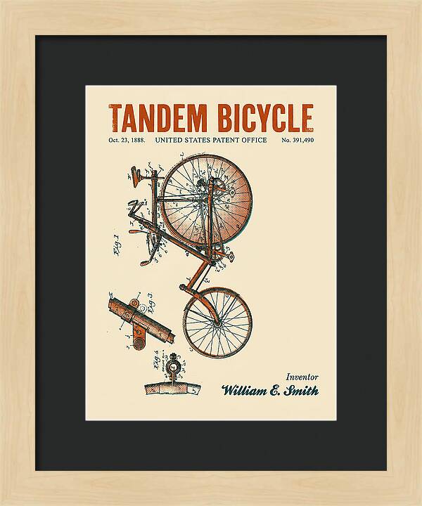 Tandem Bicycle Retro Patent Us391490a