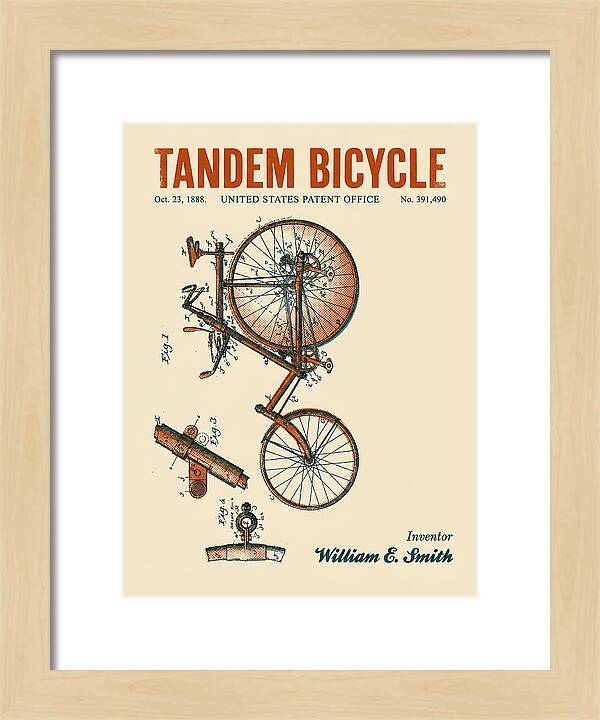 Tandem Bicycle Retro Patent Us391490a