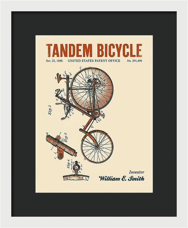 Tandem Bicycle Retro Patent Us391490a