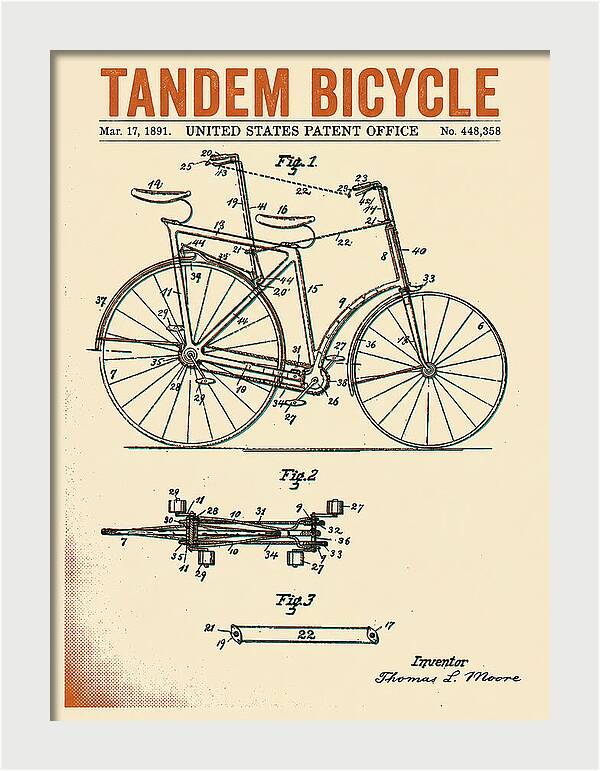 Tandem Bicycle Retro Patent Us448358a