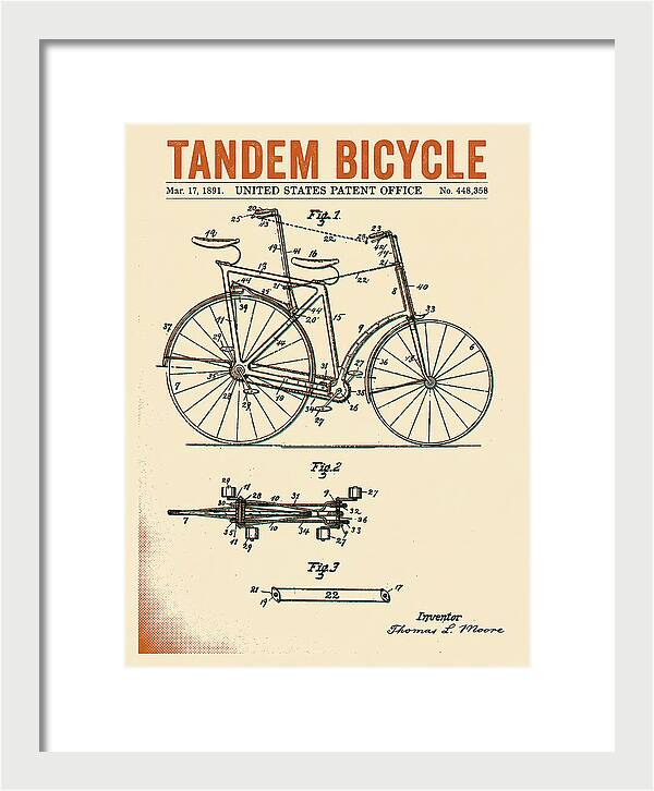 Tandem Bicycle Retro Patent Us448358a