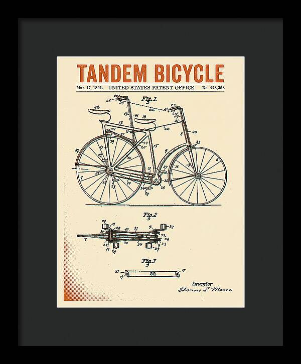Tandem Bicycle Retro Patent Us448358a