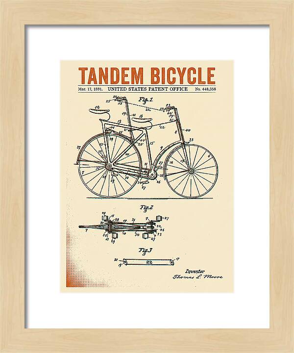 Tandem Bicycle Retro Patent Us448358a