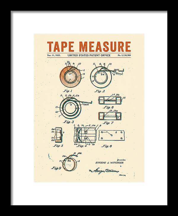 Tape Measure Adhesive Tape Dispenser Retro Patent Us2136769a