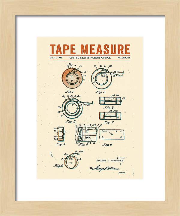 Tape Measure Adhesive Tape Dispenser Retro Patent Us2136769a