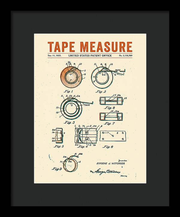 Tape Measure Adhesive Tape Dispenser Retro Patent Us2136769a